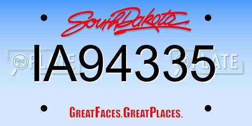 IA94335 South Dakota License Plate