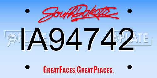 IA94742 South Dakota License Plate