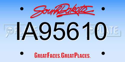 IA95610 South Dakota License Plate