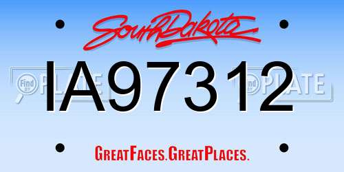 IA97312 South Dakota License Plate