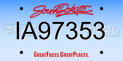 IA97353 South Dakota License Plate