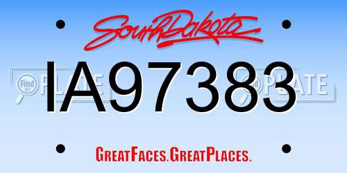 IA97383 South Dakota License Plate