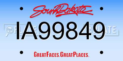 IA99849 South Dakota License Plate