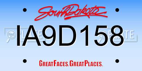 IA9D158 South Dakota License Plate