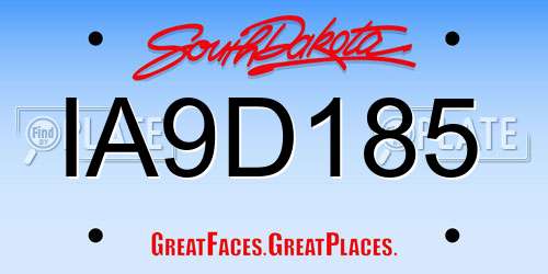 IA9D185 South Dakota License Plate