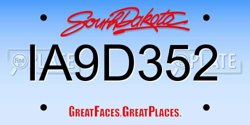 IA9D352 South Dakota License Plate