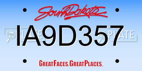IA9D357 South Dakota License Plate