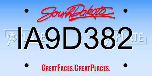 IA9D382 South Dakota License Plate