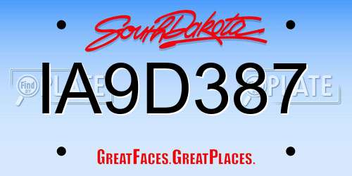 IA9D387 South Dakota License Plate