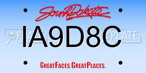 IA9D8C South Dakota License Plate