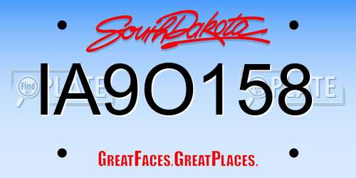 IA9O158 South Dakota License Plate