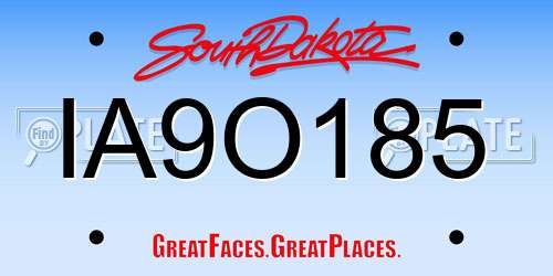 IA9O185 South Dakota License Plate