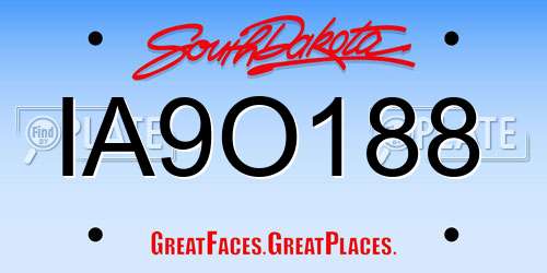 IA9O188 South Dakota License Plate