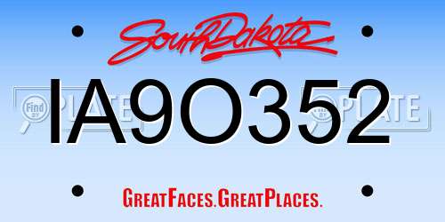 IA9O352 South Dakota License Plate