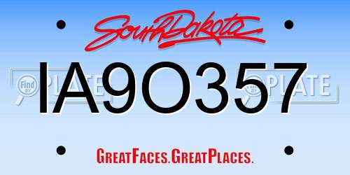 IA9O357 South Dakota License Plate