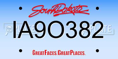 IA9O382 South Dakota License Plate