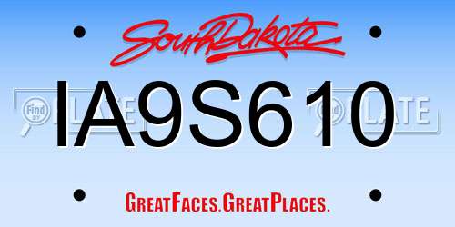 IA9S610 South Dakota License Plate