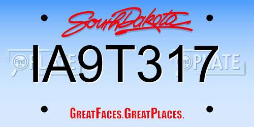 IA9T317 South Dakota License Plate