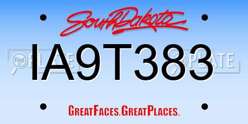 IA9T383 South Dakota License Plate