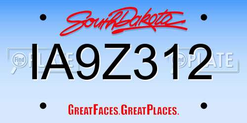 IA9Z312 South Dakota License Plate