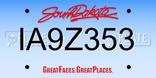 IA9Z353 South Dakota License Plate