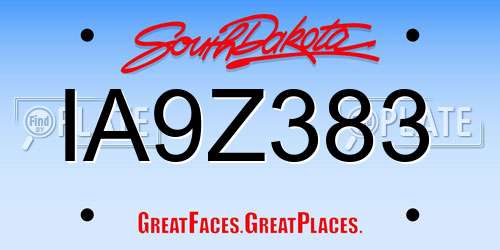 IA9Z383 South Dakota License Plate