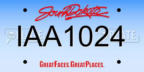 IAA1024 South Dakota License Plate