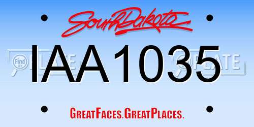 IAA1035 South Dakota License Plate