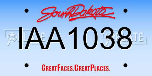 IAA1038 South Dakota License Plate