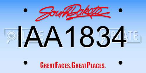 IAA1834 South Dakota License Plate