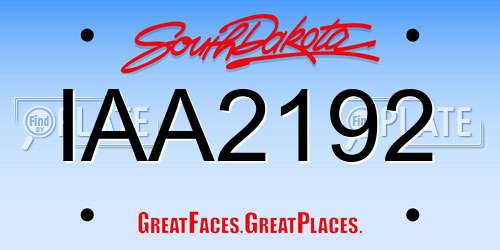 IAA2192 South Dakota License Plate