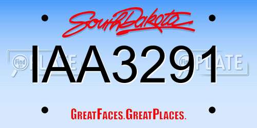 IAA3291 South Dakota License Plate
