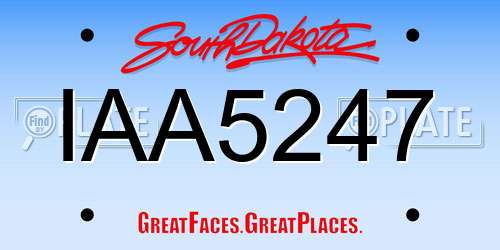 IAA5247 South Dakota License Plate