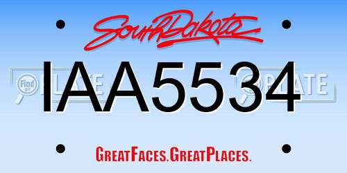 IAA5534 South Dakota License Plate