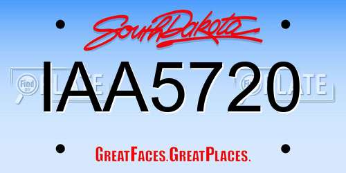 IAA5720 South Dakota License Plate