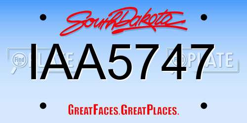 IAA5747 South Dakota License Plate