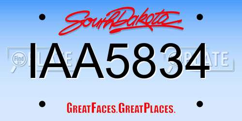 IAA5834 South Dakota License Plate