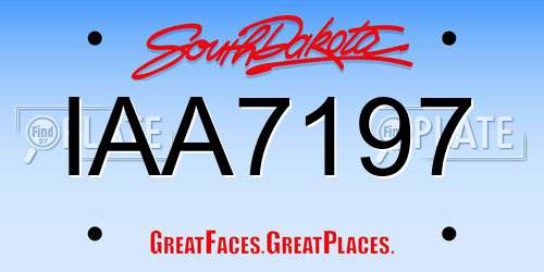 IAA7197 South Dakota License Plate