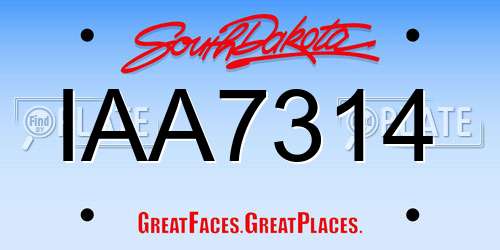IAA7314 South Dakota License Plate