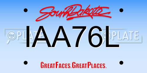 IAA76L South Dakota License Plate