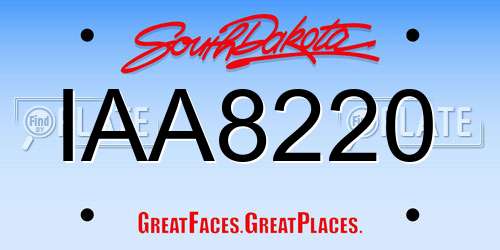 IAA8220 South Dakota License Plate