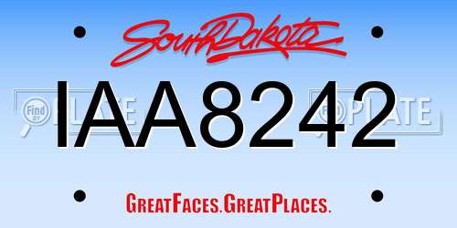 IAA8242 South Dakota License Plate