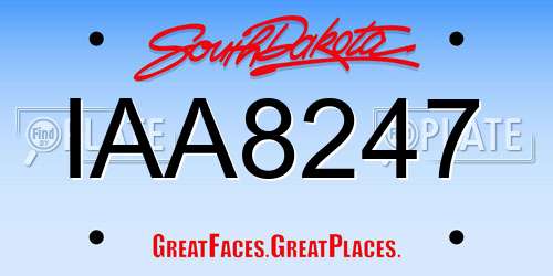 IAA8247 South Dakota License Plate