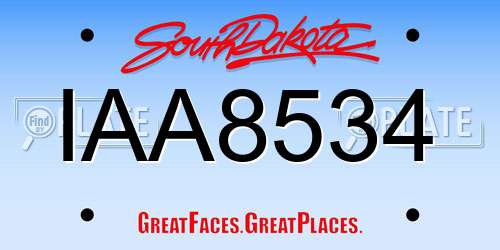 IAA8534 South Dakota License Plate