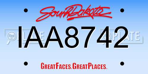 IAA8742 South Dakota License Plate