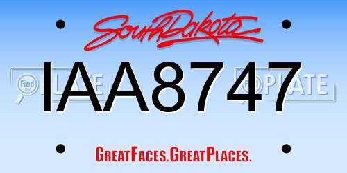 IAA8747 South Dakota License Plate