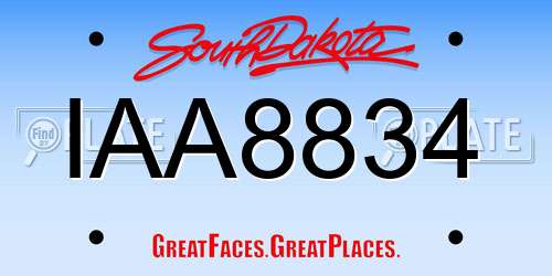 IAA8834 South Dakota License Plate