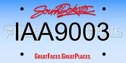 IAA9003 South Dakota License Plate