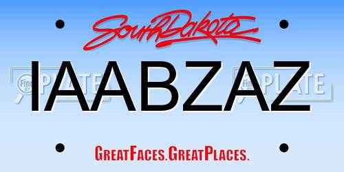 IAABZAZ South Dakota License Plate