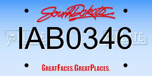 IAB0346 South Dakota License Plate